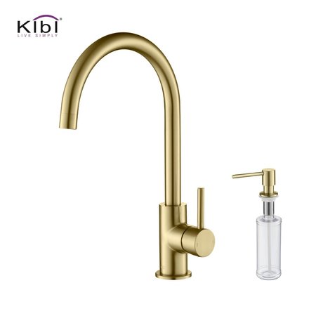 KIBI Lowa Single Handle Bar Sink Faucet with Soap Dispenser C-KKF2001BG-KSD100BG
